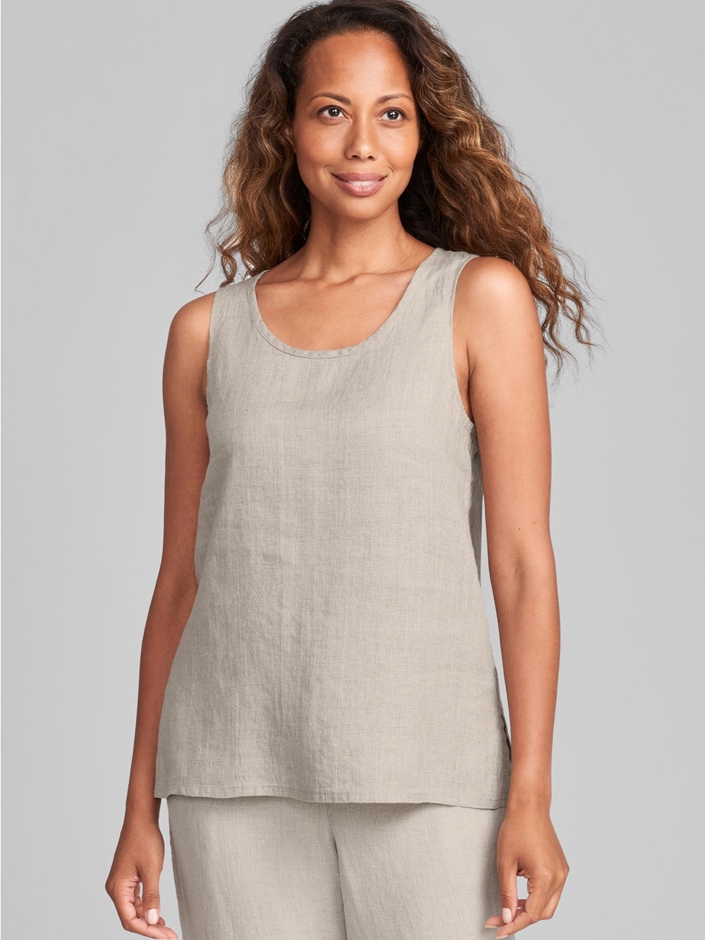 FLAX // 100% Linen Sleeveless Tank Top Neutral Beige - Size 3G